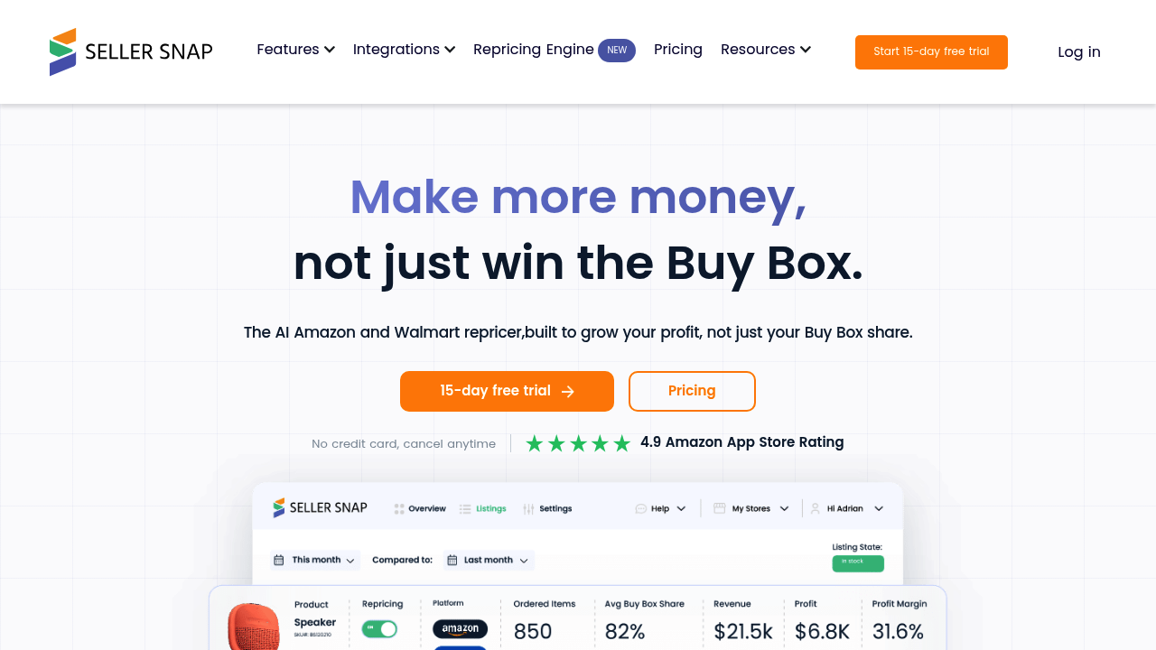 SellerSnap AI repricing and strategy platform overview
